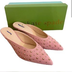 Kate Spade Surie Studded Suede Kitten Heels in Parisian Pink